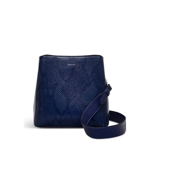 RADLEY Dukes Place snake lizard leather middle compartment crossbody -Blue - Picture 1 of 14
